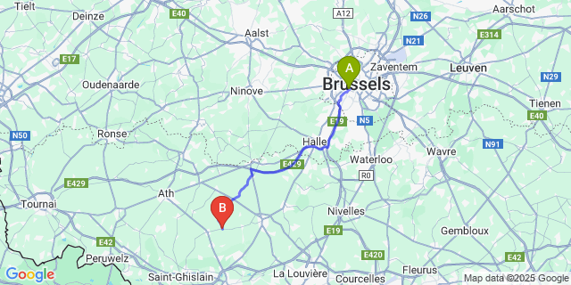 Map: Brussels Midi Train Station to Montignies-Lez-Lens