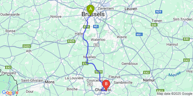 Map: Brussels Midi Train Station to Montignies-Sur-Sambre