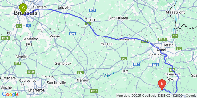 Map: Brussels Midi Train Station to My
