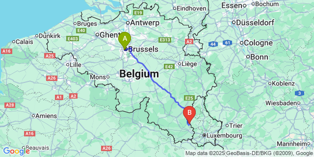 Map: Brussels Midi Train Station to Nothomb