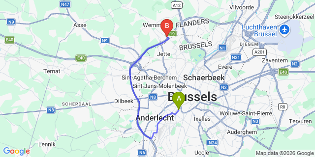 Map: Brussels Midi Train Station to Rijswijk