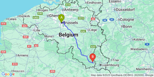 Map: Brussels Midi Train Station to Stockem