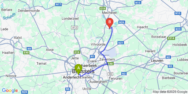 Map: Brussels Midi Train Station to Weerde