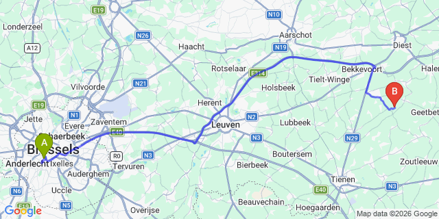 Map: Brussels Midi Train Station to Weesp