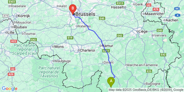 Map: Brussels Midi Train Station to Graide