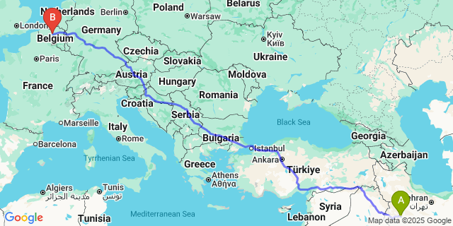Map: Brussels Midi Train Station to Harsin