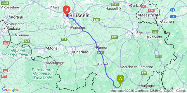Map: Brussels Midi Train Station to Hatrival
