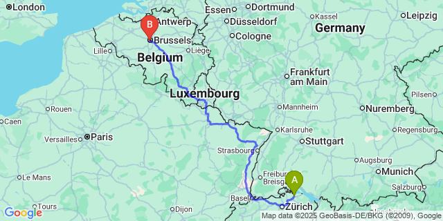 Map: Brussels Midi Train Station to Herderen