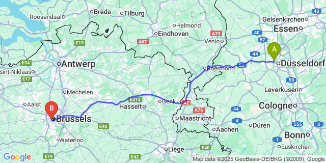 Map: Brussels Midi Train Station to Héron