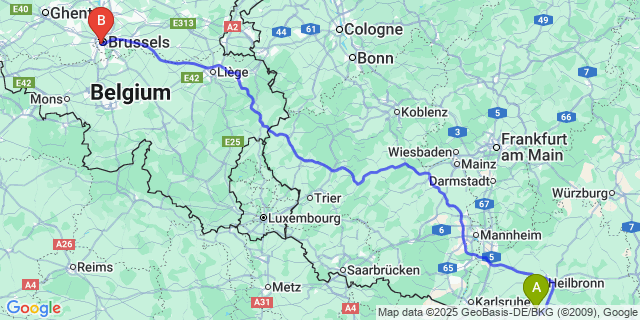 Map: Brussels Midi Train Station to Heyd