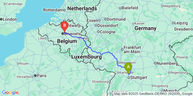 Map: Brussels Zaventem Airport (BRU) to Heyd
