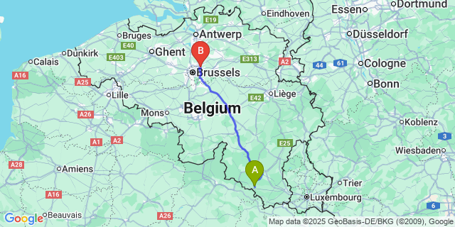 Map: Brussels Zaventem Airport (BRU) to Lacuisine