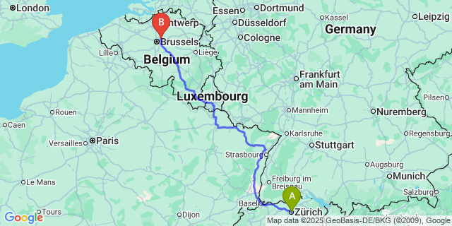 Map: Brussels Zaventem Airport (BRU) to Les Bulles