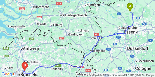 Map: Brussels Zaventem Airport (BRU) to Loker