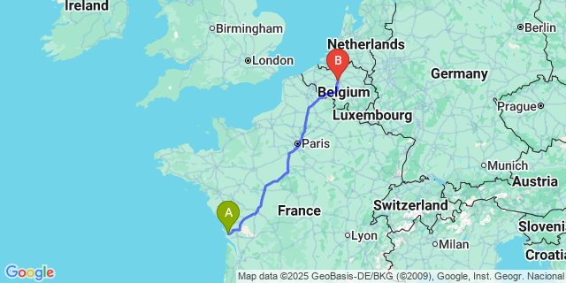 Map: Brussels Midi Train Station to Marenne