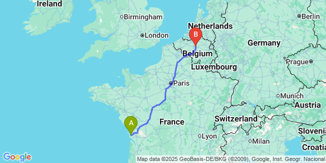 Map: Brussels Zaventem Airport (BRU) to Marenne
