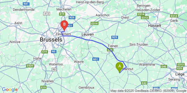 Map: Brussels Zaventem Airport (BRU) to Merdorp