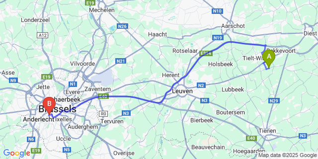 Map: Brussels Midi Train Station to Molenbeek-Wersbeek