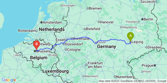 Map: Brussels Zaventem Airport (BRU) to Mozet