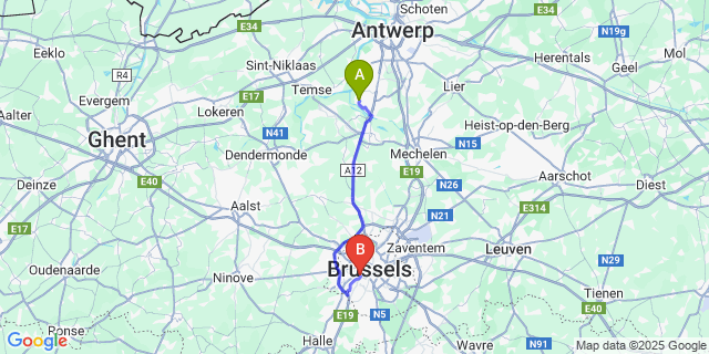 Map: Brussels Midi Train Station to Niel