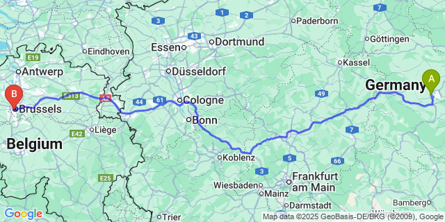 Map: Brussels Midi Train Station to On
