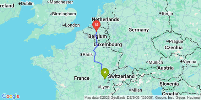 Map: Brussels Zaventem Airport (BRU) to Onoz