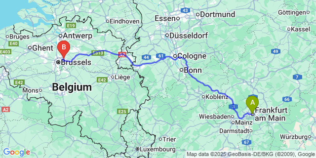 Map: Brussels Zaventem Airport (BRU) to Ortho