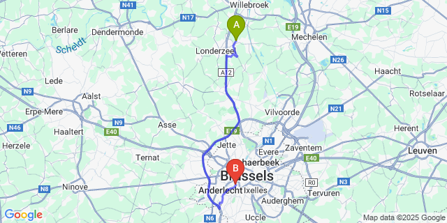 Map: Brussels Midi Train Station to Ramsdonk