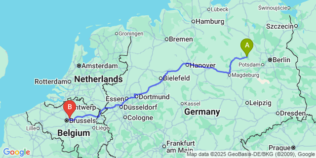 Map: Brussels Zaventem Airport (BRU) to Rossignol