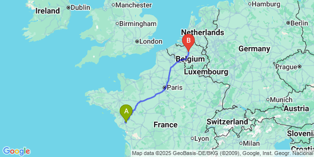 Map: Brussels Zaventem Airport (BRU) to Sainte-Cécile