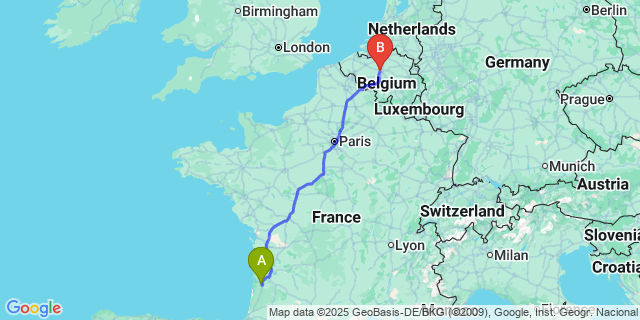 Map: Brussels Midi Train Station to Salles