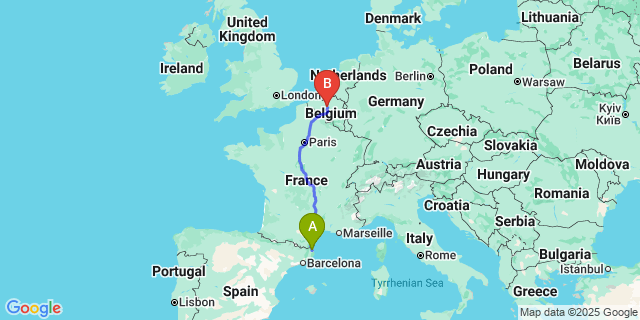 Map: Brussels Midi Train Station to Samart