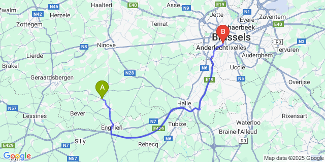 Map: Brussels Midi Train Station to Tollembeek