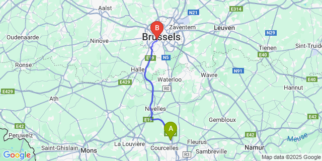 Map: Brussels Midi Train Station to Viesville