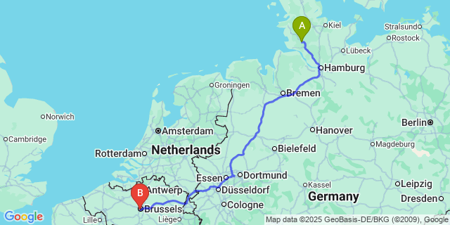 Map: Brussels Midi Train Station to Wakken