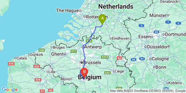 Map: Charleroi Airport Brussels South (CRL) to Heusden