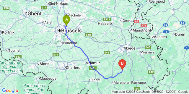 Map: Brussels Zaventem Airport (BRU) to Aisne