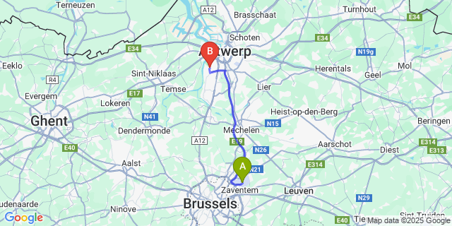 Map: Brussels Zaventem Airport (BRU) to Bagatelle