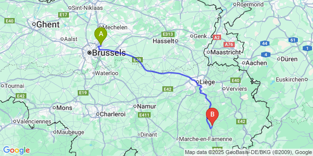 Map: Brussels Zaventem Airport (BRU) to Bra