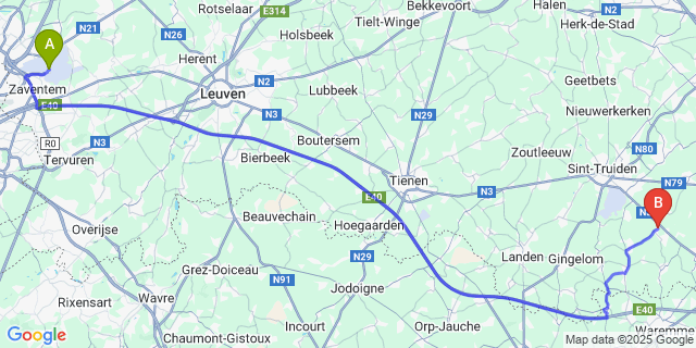 Map: Brussels Zaventem Airport (BRU) to Engelmanshoven
