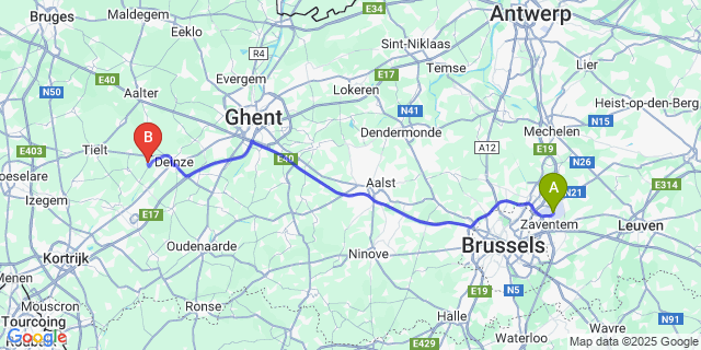 Map: Brussels Zaventem Airport (BRU) to Grammene