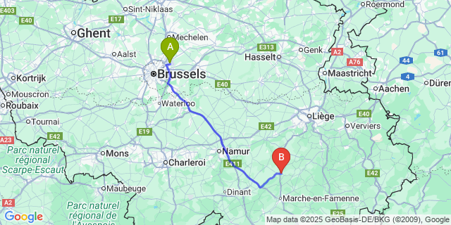 Map: Brussels Zaventem Airport (BRU) to Gros-Chene