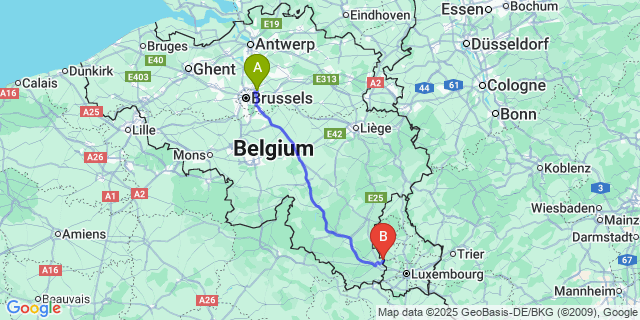 Map: Brussels Zaventem Airport (BRU) to Heckbous