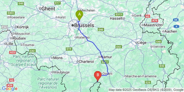 Map: Brussels Zaventem Airport (BRU) to Heer