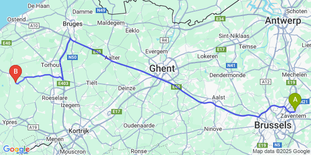 Map: Brussels Zaventem Airport (BRU) to Klerken