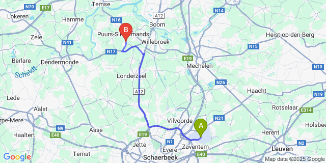 Map: Brussels Zaventem Airport (BRU) to Liezele