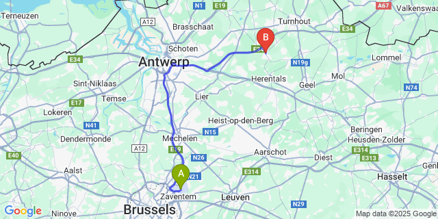 Map: Brussels Zaventem Airport (BRU) to cancelled