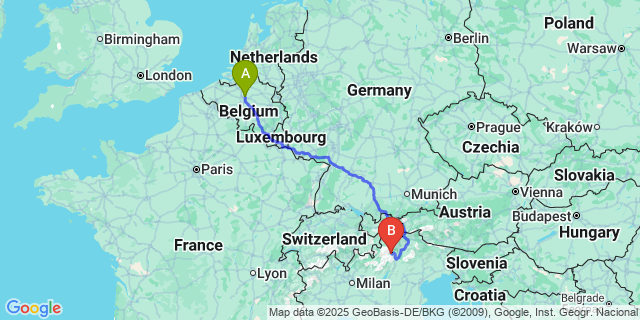 Map: Brussels Zaventem Airport (BRU) to Male