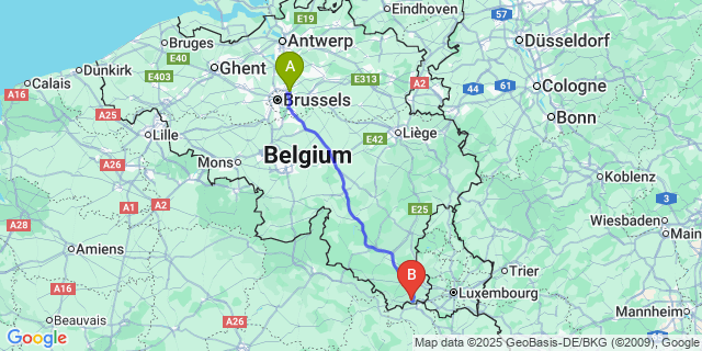 Map: Brussels Zaventem Airport (BRU) to Musson