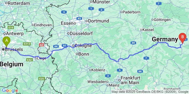 Map: Brussels Zaventem Airport (BRU) to Sint-Kristoffel